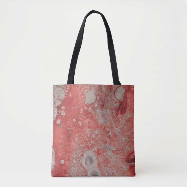 Bolsa Tote Pintura de abstrato branco e vermelho (Frente)