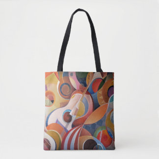 Bolsa Tote Pintura de Abstrato de Música Feita à Mão