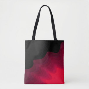 Bolsa Tote Pintura de abstrato de ondas negras e vermelhas