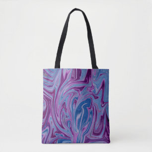 Bolsa Tote Pintura de abstrato púrpura e azul