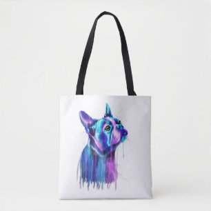 Bolsa Tote Pintura de Aquarela Colorida de Boston Terrier Dog