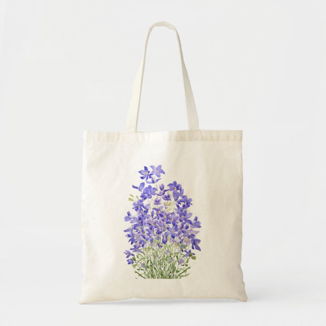 Bolsa Tote pintura de aquarela de flor selvagem roxa (Frente)