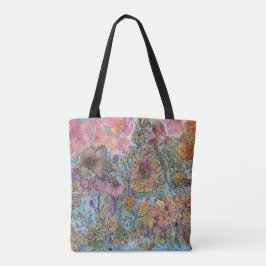 Bolsa Tote Pintura de Aquarela de Jardim Flor Boho