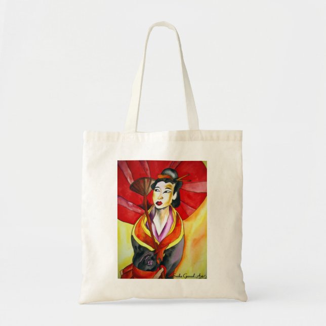 Bolsa Tote Pintura de aquarela original em Geisha (Frente)