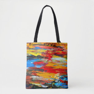 Bolsa Tote Pintura de arte com paleta preto-faca,paris,vermel