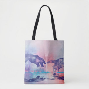 Bolsa Tote Pintura de arte, mãos pintadas à mão surrealistas