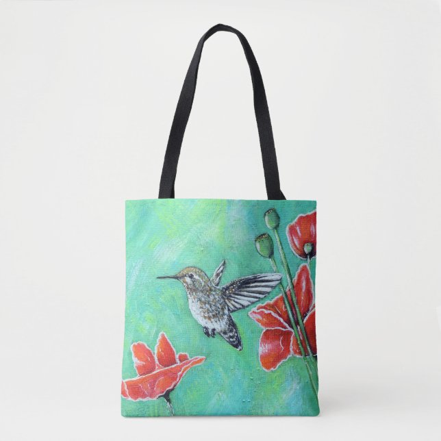 Bolsa Tote Pintura de aves e papagaios (Frente)