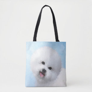 Bolsa Tote Pintura de Bichon Frise - Arte de Cachorro Origina