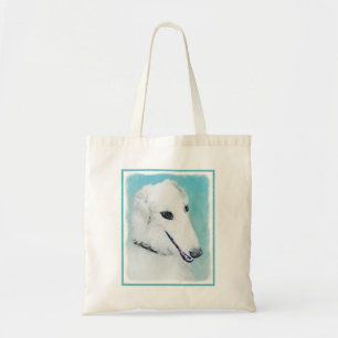Bolsa Tote Pintura de Borzoi (branca) - Arte de Cão Original