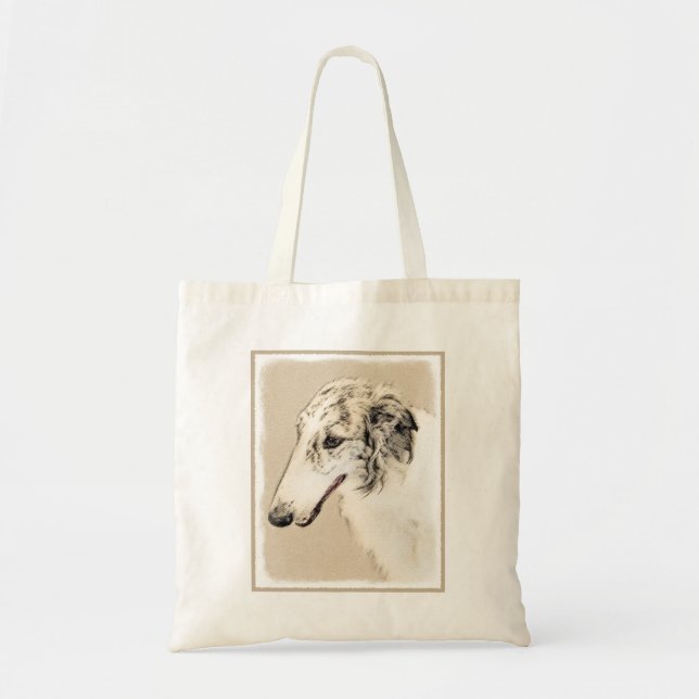 Bolsa Tote Pintura de Borzoi (Silver Brindle) Original (Frente)