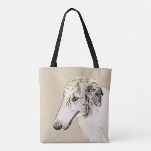 Bolsa Tote Pintura de Borzoi (Silver Brindle) Original