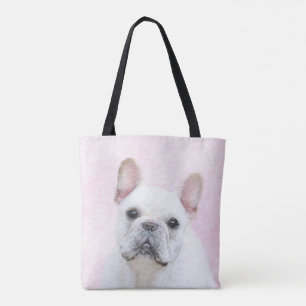 Bolsa Tote Pintura de Bulldog Francês (Cream/Branco) - Arte 