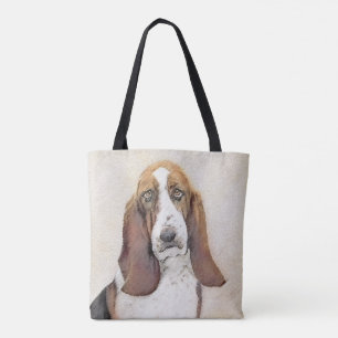 Bolsa Tote Pintura de Cachorro Basset - Arte de Cachorro Orig