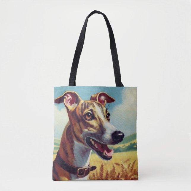 Bolsa Tote Pintura de Cachorro de Bippete Retro (Frente)
