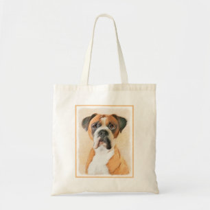 Bolsa Tote Pintura de Cão Boxer Sem Cortes Original Arte Anim