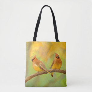 Bolsa Tote Pintura De Cedar Waxwing - Arte De Cachorro Origin