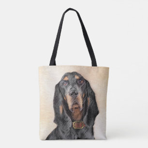 Bolsa Tote Pintura de Coonhound Preto e Cão - Arte Original