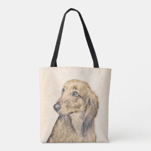 Bolsa Tote Pintura de Dachshund (Longhaired) - Arte de Cão Or