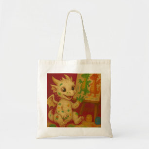 Bolsa Tote pintura de dedo do dragão branco-grande-gordo
