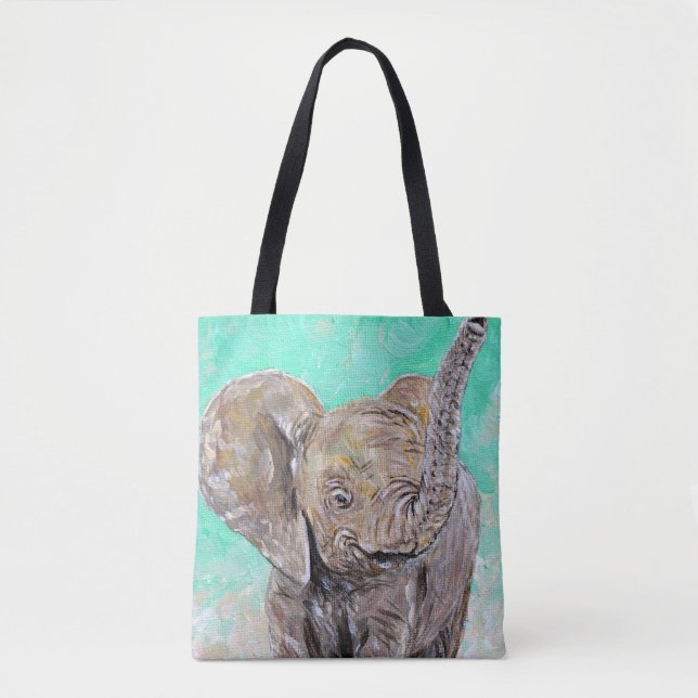 Bolsa Tote Pintura de elefante bebê (Frente)