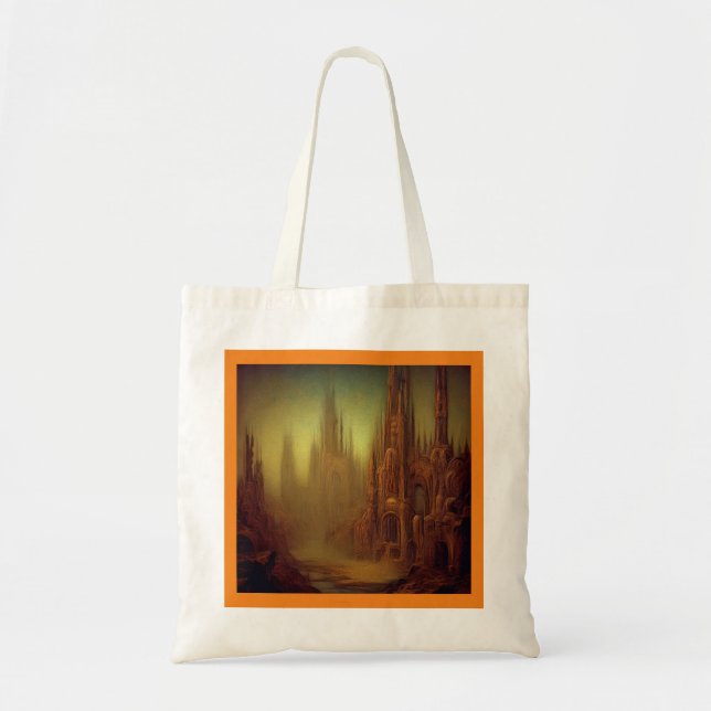 Bolsa Tote Pintura de fantasia 9 - Cidade abandonada (Frente)
