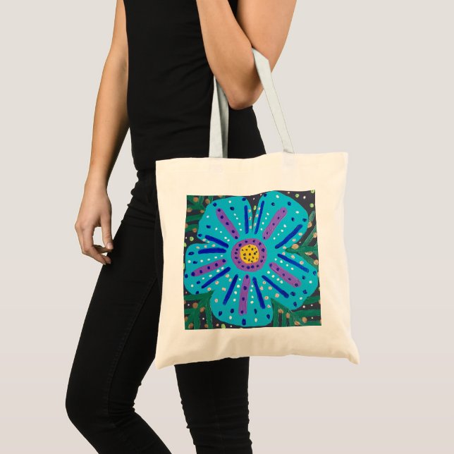 Bolsa Tote Pintura de Flor Azul (Frente (produto))