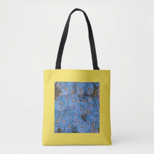Bolsa Tote Pintura de Flores Azuis Estilizadas
