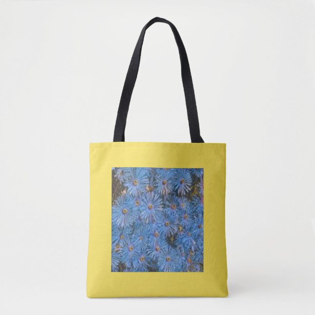 Bolsa Tote Pintura de Flores Azuis Estilizadas (Frente)
