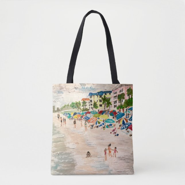 Bolsa Tote Pintura de "Fort Myer's Beach" de Therese Kramer (Frente)