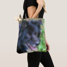 Bolsa Tote Pintura de Foto Collie Dog de Borda Negra