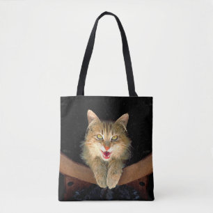 Bolsa Tote Pintura de Gato Maluco - Arte de Gato Original Fof