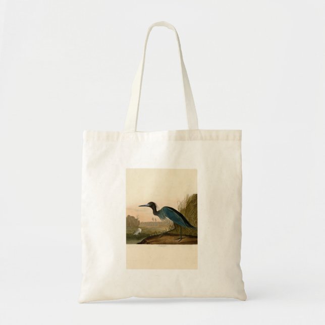 Bolsa Tote Pintura de Heron Audubon com Crane Azul (Frente)
