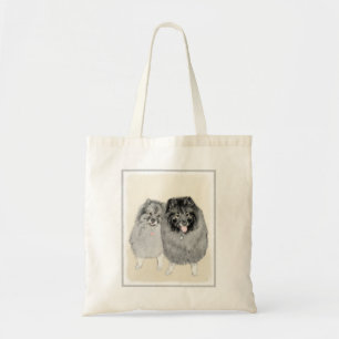 Bolsa Tote Pintura de Keeshond, Mãe e Filho - Arte Original