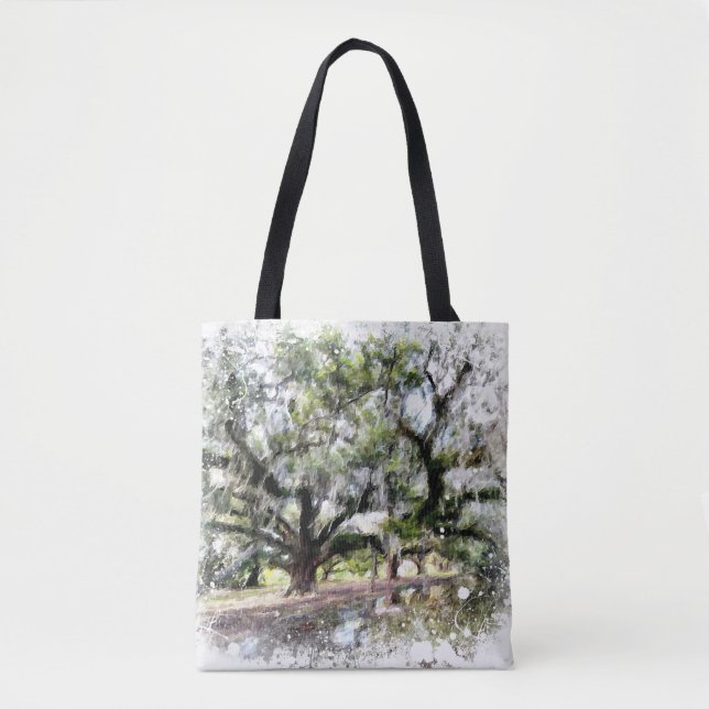 Bolsa Tote *~* Pintura De Oaks Nova Orleães Vivos (Frente)
