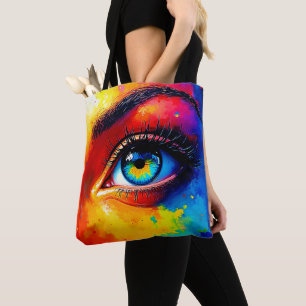 Bolsa Tote Pintura de Olho Colorida Alma Vibrante