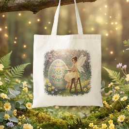 Bolsa Tote Pintura de Ovo da Fada da Páscoa Primavera