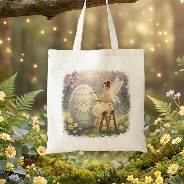 Bolsa Tote Pintura de Ovo da Fada da Páscoa Primavera (Criador carregado)