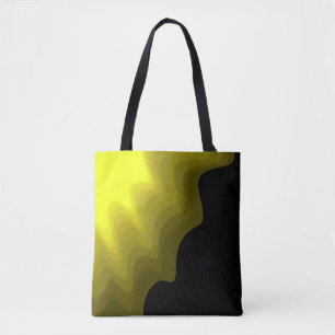 Bolsa Tote Pintura de padrão abstrato preto e amarelo