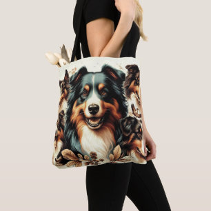 Bolsa Tote Pintura de pastor australiano e bonito