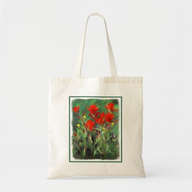 Bolsa Tote Pintura de pincel índio - Arte Flor Original (Frente)