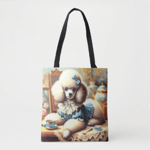Bolsa Tote Pintura de Poodle em Cute Vintage