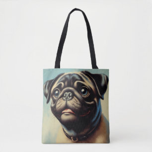 Bolsa Tote Pintura de Pug Retro