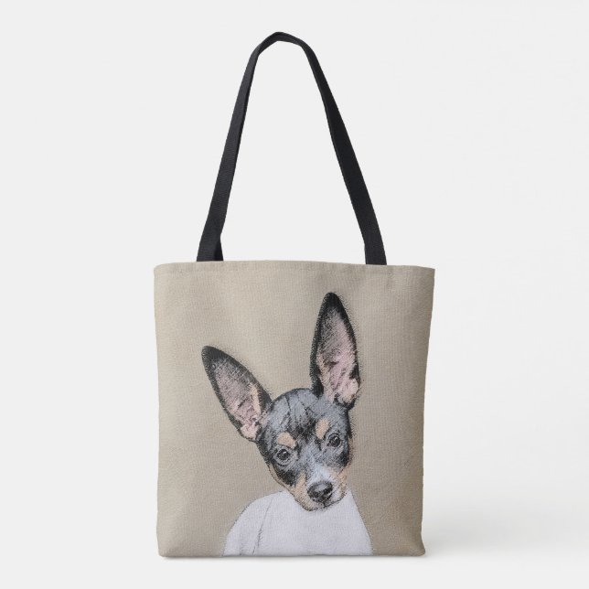 Bolsa Tote Pintura de Rat Terrier - Arte de Cachorro Original (Verso)