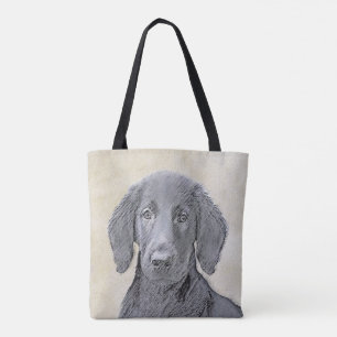 Bolsa Tote Pintura De Retriever Revestida Plana - Arte De Cã
