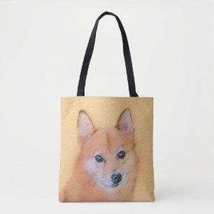 Bolsa Tote Pintura de Spitz Finlandês - Arte Original de Cach