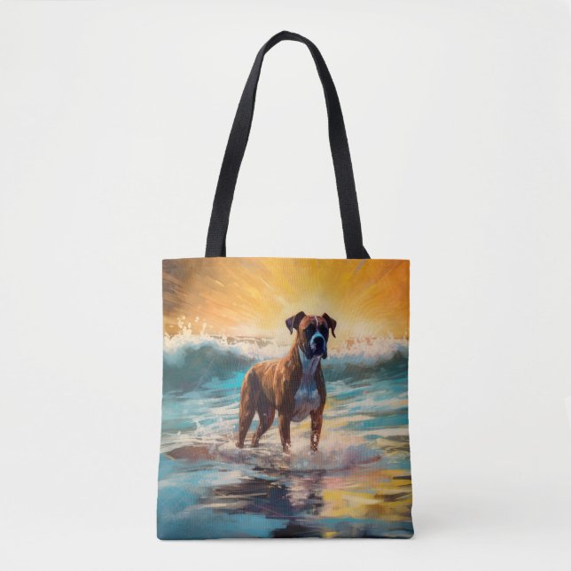Bolsa Tote Pintura de Surf da Praia Boxer (Frente)