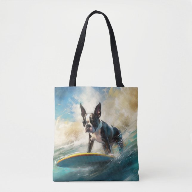 Bolsa Tote Pintura de surf em Boston Terrier Beach (Frente)