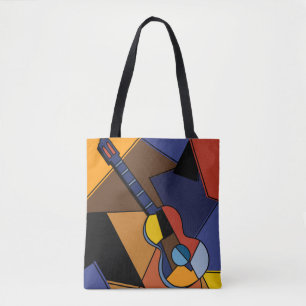 Bolsa Tote Pintura De Surrealismo De Guitarra Cubista.