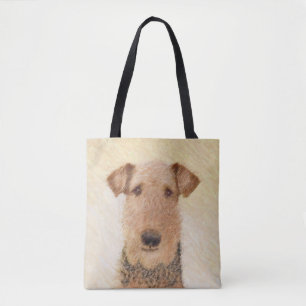 Bolsa Tote Pintura de Terrier Airedale - Arte original cômoda