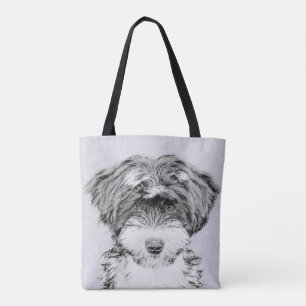 Bolsa Tote Pintura de Terrier Tibetano - Arte de cão original